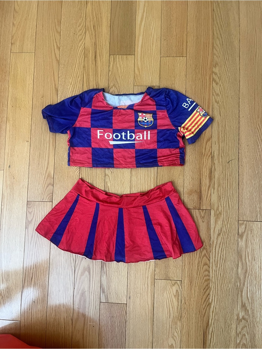 Kids Red and Blue Soccer Pleated Skirt - Team Style